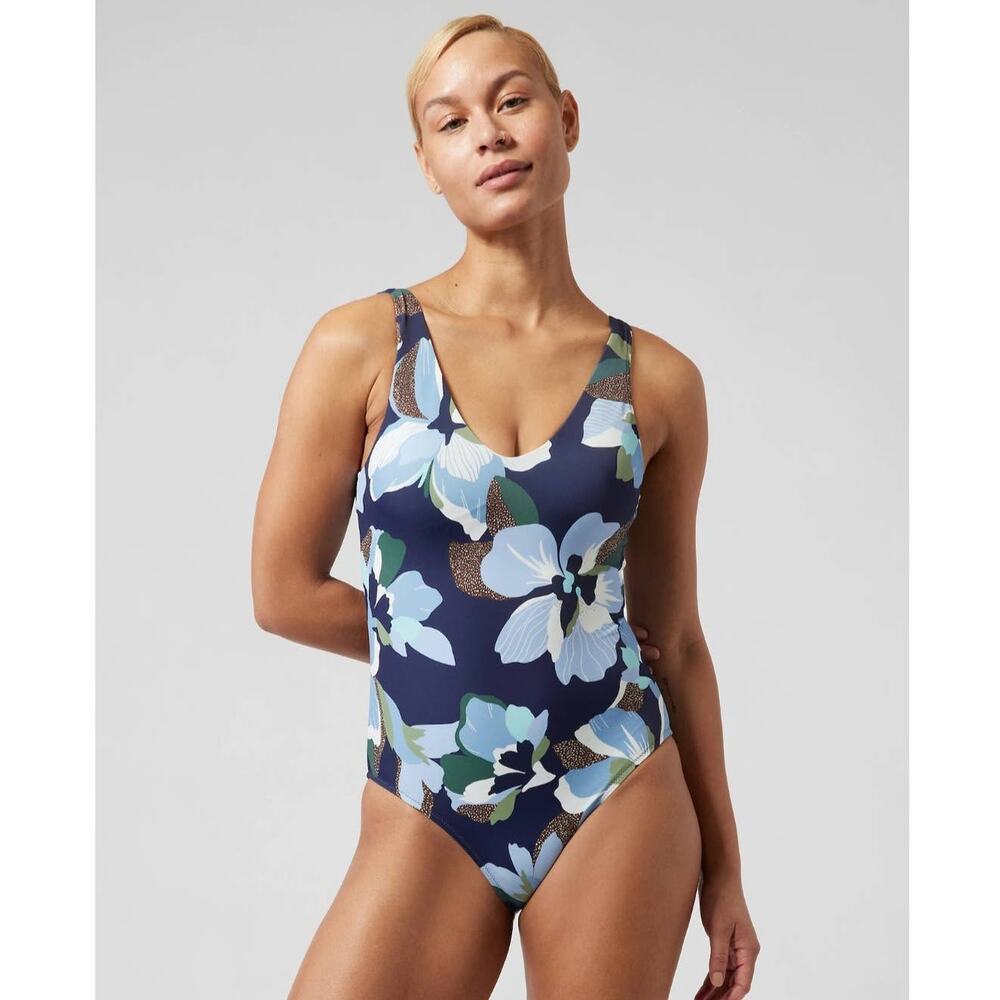 NWT Athleta Seychelles one piece swimsuit - SMALL PETITE - bloom dress blue - SP